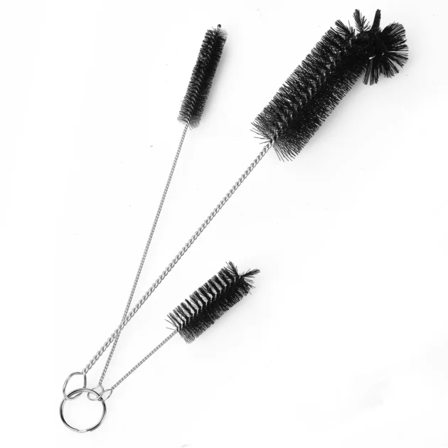 Three black wire cleaning brushes