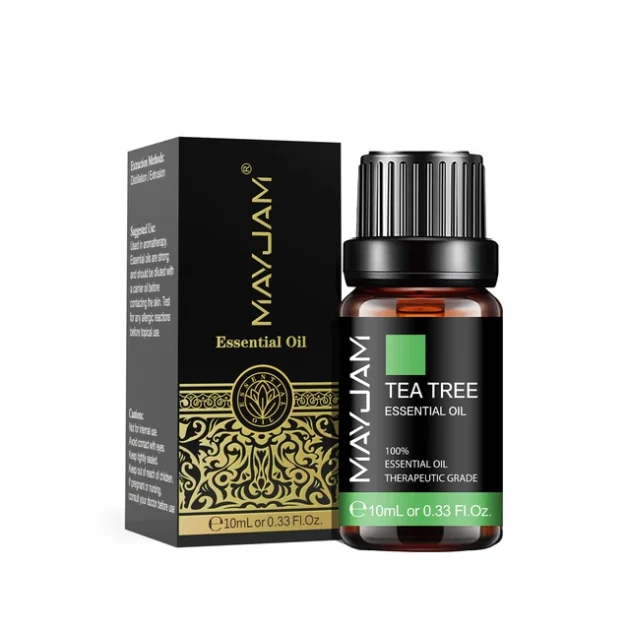 MAYJAM tea tree essential oil bottle and box